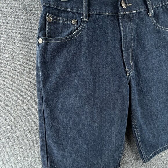VTG Mecca Jean Shorts Jorts Denim Urban Dark Wash Cotton Y2K Adult ACTL 32X13 - Picture 8 of 16
